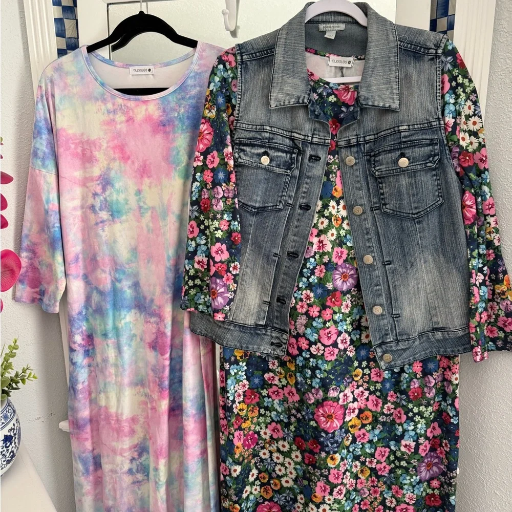BUNDLE NUGGLES Tie-Dye Kate Dress and Floral Layering Dress - Picture 2 of 4